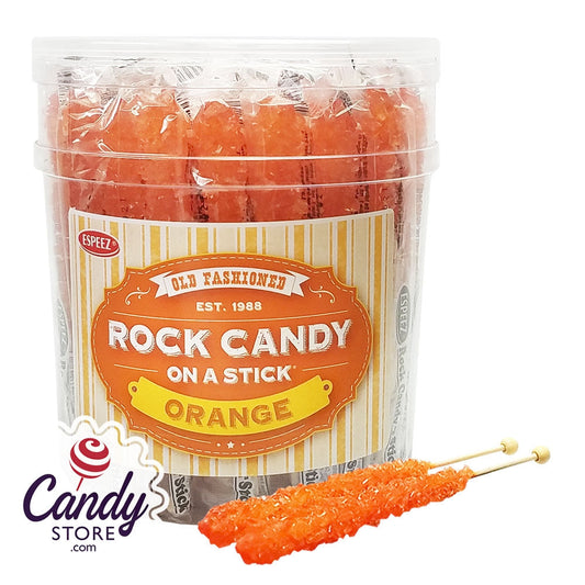 Orange Rock Candy Crystal Sticks - 36ct Jar CandyStore.com